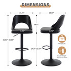 Modern Pu Bar Stools Set Of 2 - Adjustable  Swivel  With Back For Bar   Kitchen
