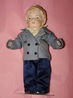 Large 7 5  Antique German All Bisque Boy Doll Molded Hair Nicely Dressed