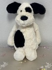 New Jellycat London Medium Bashful Black   Cream Puppy Dog 12  Plush