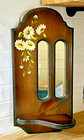 Vintage Hand Painted Wooden Wall Mirror 11 X 22  Daisy Floral Shelf