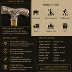 Luxury Foldable Walking Cane Silver Engraved Handle Black Wooden Walking Stick