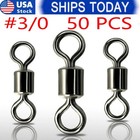 100 50x Rolling Barrel Swivel 220 Lb Fishing Swivels Solid Ring   3 0   