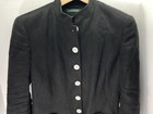 Lauren Ralph Lauren Linen Jacket Blazer Women Sz Medium Black Button Band Collar