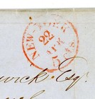 Us Cover - Stampless - New York  Ny To Boston  Mass  - Red Cancel        8-c259 