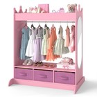 Kids Pink Pretend Storage Closet Wardrobe Dress Up Armoire W mirror drawer shelf