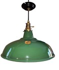 One Silva-king  14  Corded Porcelain Green Barn Industrial Light Enamel Vintage