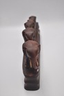 Vintage Elephant Family On Bridge Teak Wood Figurine Hand Carved Statue 36cm