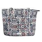 Vera Bradley Quilted Tote Bag And Turnlock Wallet Set Blue Floral Medallion