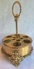 Ormolu Gold Tone Filigree Lipstick Holder 11 Tubes Cherub Pearl Feet Regency Vtg
