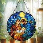 Nativity Stained Glass Suncatcher  Holy Family Christmas Window Hanging