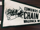 Vintage 1950s Edmunds Dock Chain O  Lakes Pennant 18  Souvenir Waupaca Wisconsin