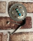 Short Bolo Tie Charlie Mike Yazzie Navajo Sterling Silver And Turquoise
