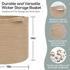 Large Wicker Storage Basket 16  X 14  Jute Woven Basket With Handle Living Ro   