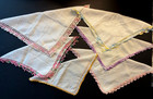 Lot 6 Crochet  Tatting  Bobbin Lace Edged Handkerchiefs Hankies Vintage