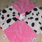 Cow Lovey Pink Plush Satin Tags Baby Rattle Security Blanket Soft Rattle 2017