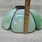 Vintage Stained Slag Glass Lamp Shade Tiffany Style Art Deco Green 6 Panel