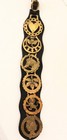 Vtg English Horse Brass Martingale 6 Medallion Leather Strap 1977 Jubilee