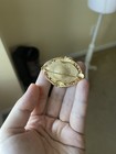 Gold Tone Pink Rose Oval Brooch Pin Floral Vintage Style Costume Jewelry