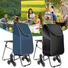 2 In 1 Trolley Dolly Foldable Shopping Cart With Wheels   Removable Bag   Chair