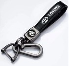 Toyota Genuine Leather Black Chrome Ring Keychain Automotive Limited Accessories