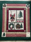 Vintage Hand-quilted Christmas Lap Quilt   Wall Hanging  43    X 50    