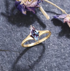 Certified 6 Ct Natural Alexandrite Fancy  Cut Gemstone Ring - Crafted Gold Tone
