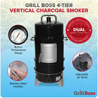 Grill Boss Vertical Charcoal Smoker  4 Tier  564 Square Inch Cooking Area  Black