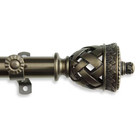 48 In  - 84 In  Telescoping Single Curtain Rod Kit In Antique Brass With Arielle