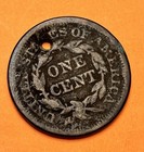 1851 Braided Hair Large Cent - Good Details  Holed
