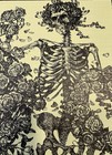 Blotter Art Signed Stanley Mouse Original Sugar Magnolia Skeleton   Roses   Coa