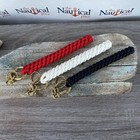 Rope Bell Pull W  3 Brass Shackles  Hand Tied  Red  Navy Blue  Bright White
