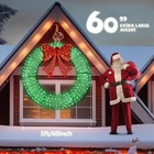 60  Outdoor Lighted Pre-lit Christmas Wreath For Window Fireplace Indoor  Green