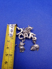 Vintage I Love Cats With Cat Charms Spooniiques Pewter Brooch Pin