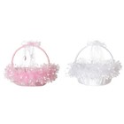 Small Flower Girl Baskets With Handle Lace   Clear Heart For Wedding Ceremony
