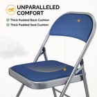 Fabric Padded Folding Chairs With Cushion Back And Steel Frame Blue 4 Pack