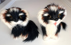 Vintage Handmade Real Fur Shi Tzu   Pekingese     Small Pup Figures