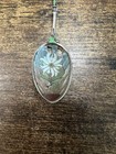 Vintage 900 Silver Milano Duomo Souvenir Spoon Floral Glass Insert 5   