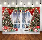 7x5ft Christmas Backdrop For Photography Red Merry Christmas Photo Background Wi