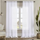 White Sheer Curtains 84 Inches Long  Rod Pocket Sheer Drapes For Living Room    