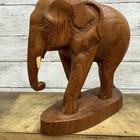 Vintage Hand Carved Wood Elephant Statue Set Of 2 