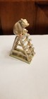 Rare Antique Dresden German Germany Porcelain Pig On Flower Ladder 