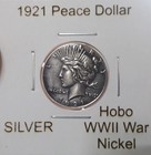 Hobo 1921 Peace Dollar Design Made From A Real Wwii Silver Nickel Signed