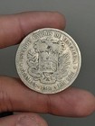 1910 Venezuela 5 Bol  vares  900 Silver 25g Coin - Simon Bolivar  7234 Asw