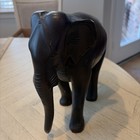 Vtg Elephant Statue Hand Carved Dark Solid Wood 8    Tall X 10    Wide  no Tusks 