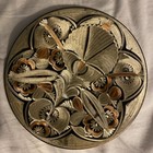 Vintage Etched Copper Wall Plate Floral Art Turkish 5 5  Decorative