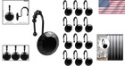 Luxury Black Diamond Crystal Shower Curtain Hooks - Set Of 12 With Glide Balls