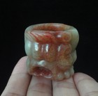 Large Old Chinese Hand Carving Beast Natural Jade Thumb Ring