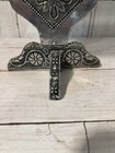 Vintage Embossed Tin Vanity Mirror Swivel Folk Art Handcrafted Silver Tone Rare