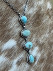 Native Navajo Handmade Sterling Silver Kingman Turquoise Lariat Necklace 18   