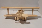Vintage Wooden Toy Biplane Airplane Natural Unpained  9 